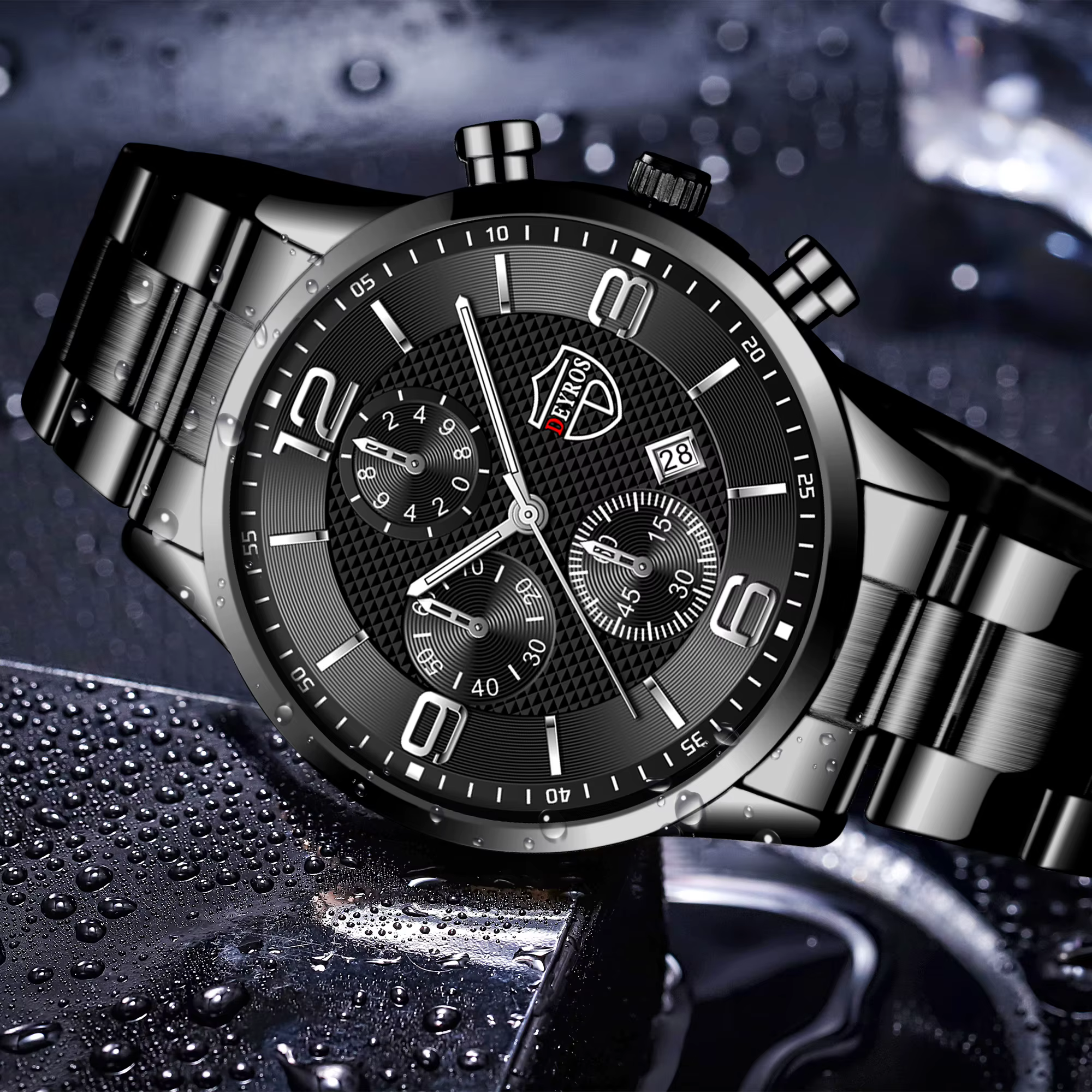 Montre-bracelet à quartz en acier inoxydable pour homme