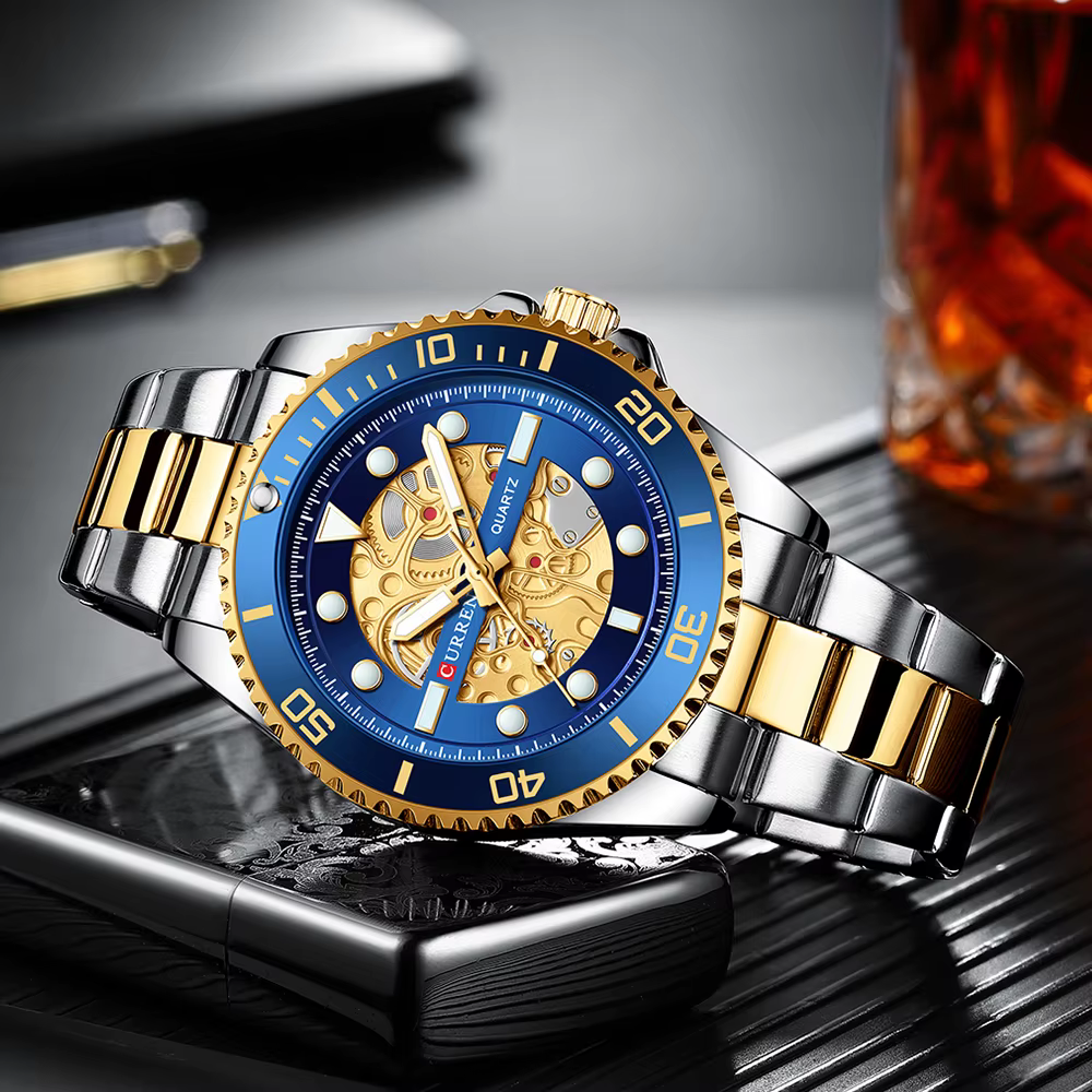CURREN montres imité conception mécanique horloge à Quartz hommes bracelet en acier inoxydable