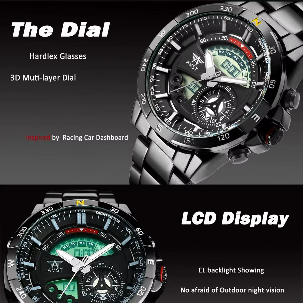 Montre-bracelet militaire à quartz pour homme