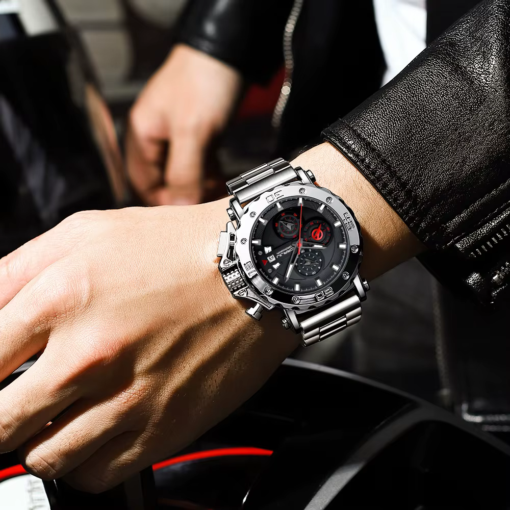 CRRJU montre pour hommes Top marque de luxe grand cadran en acier inoxydable étanche chronographe montres avec Date Relogio Masculino