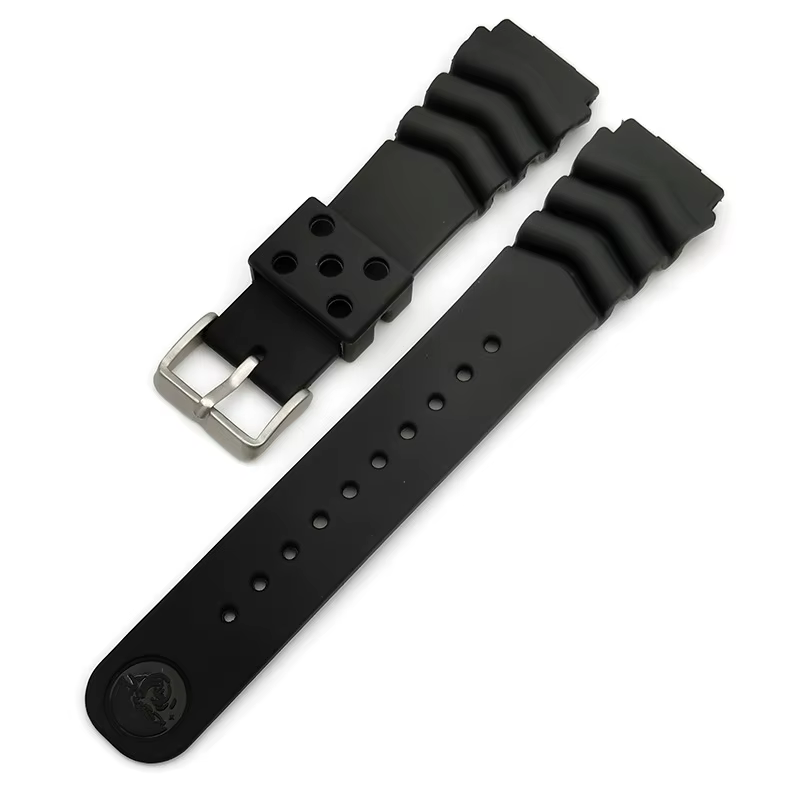 Bracelet de montre de sport en caoutchouc noir étanche Seiko PROSPEX pour hommes et femmes