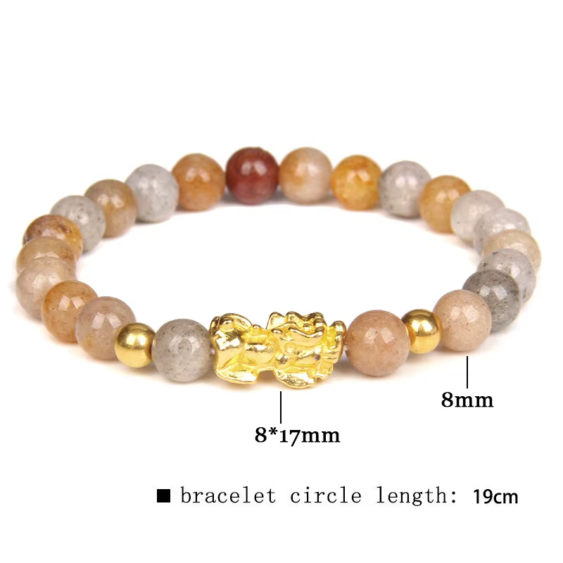 Bracelet de perles d'agates à rayures vertes, Bracelets Feng Shui Pixiu pour femmes et hommes, multicolore, calcédoine, richesse, bonne chance