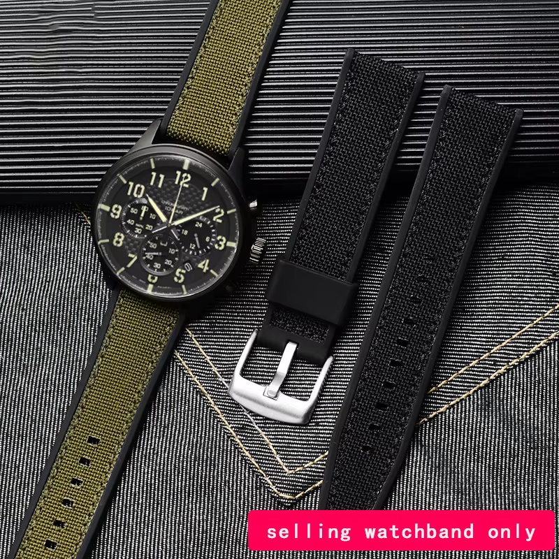 Bracelet de montre à semelle en caoutchouc de silicone en toile pour SeATM