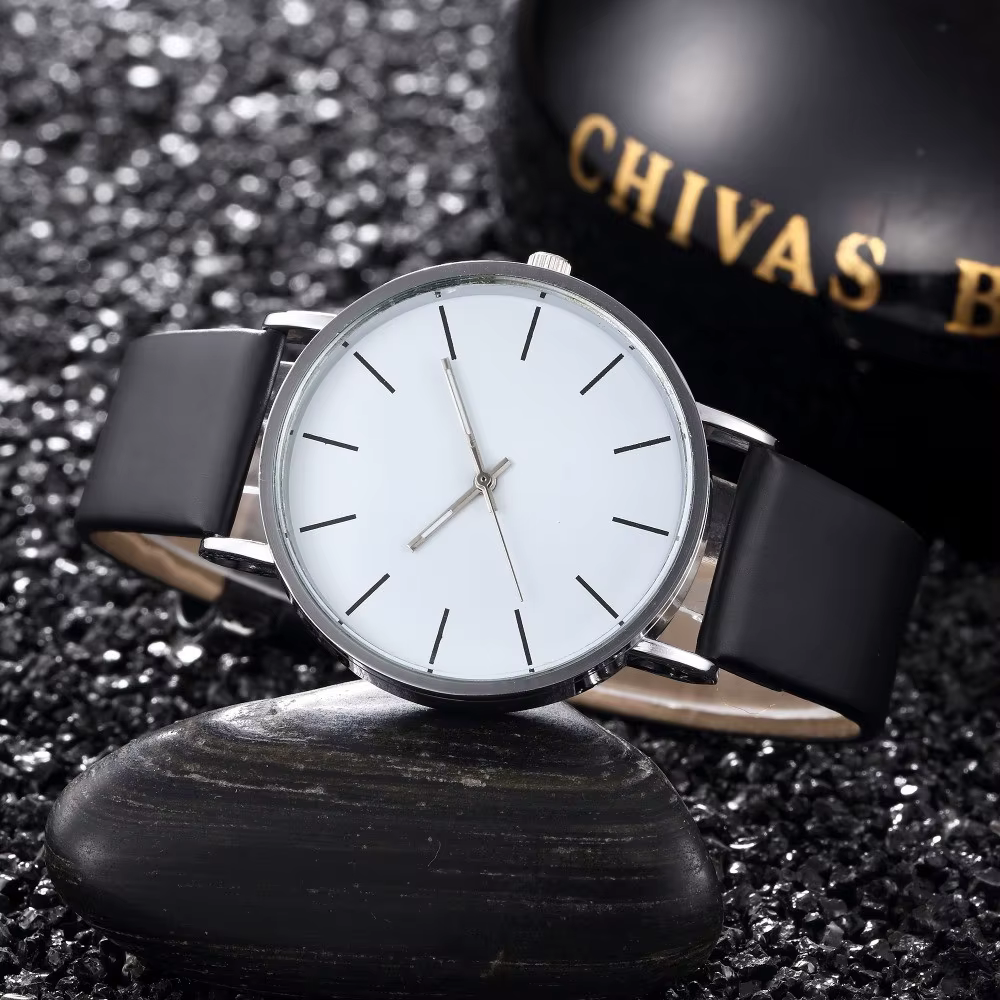 Relogio Masculino – montre-bracelet à Quartz en cuir pour hommes