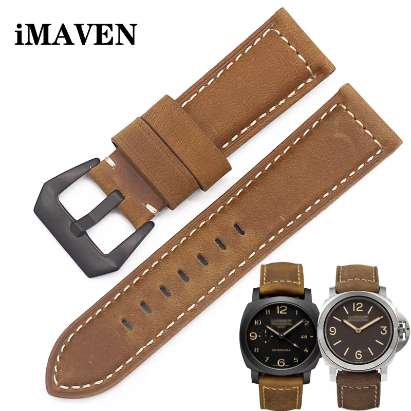 Bracelet de montre en cuir véritable pour Panerai Luminor Radiomir 18mm 20mm 22mm 24mm