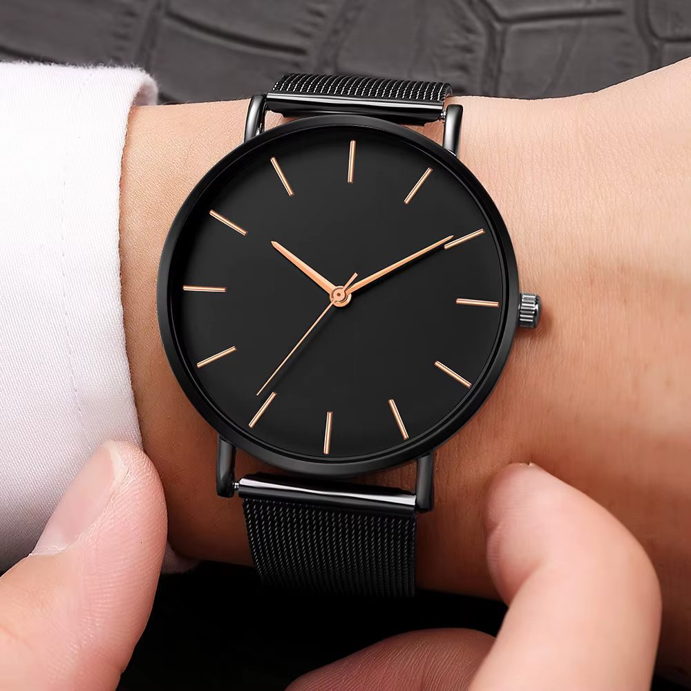 Hommes mode Ultra mince montres simples