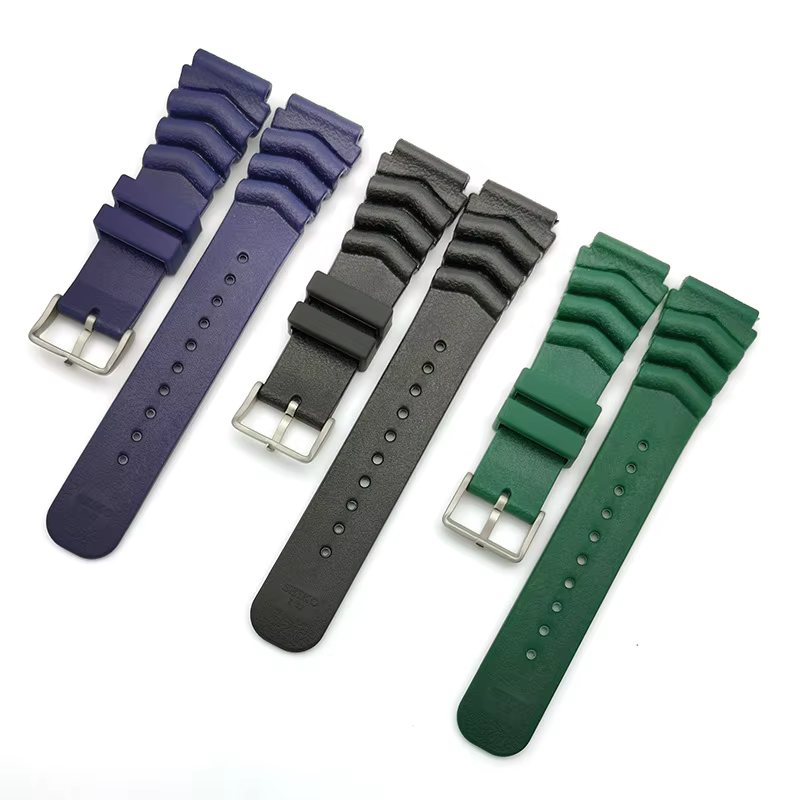 Bracelet de montre de sport en caoutchouc noir étanche Seiko PROSPEX pour hommes et femmes