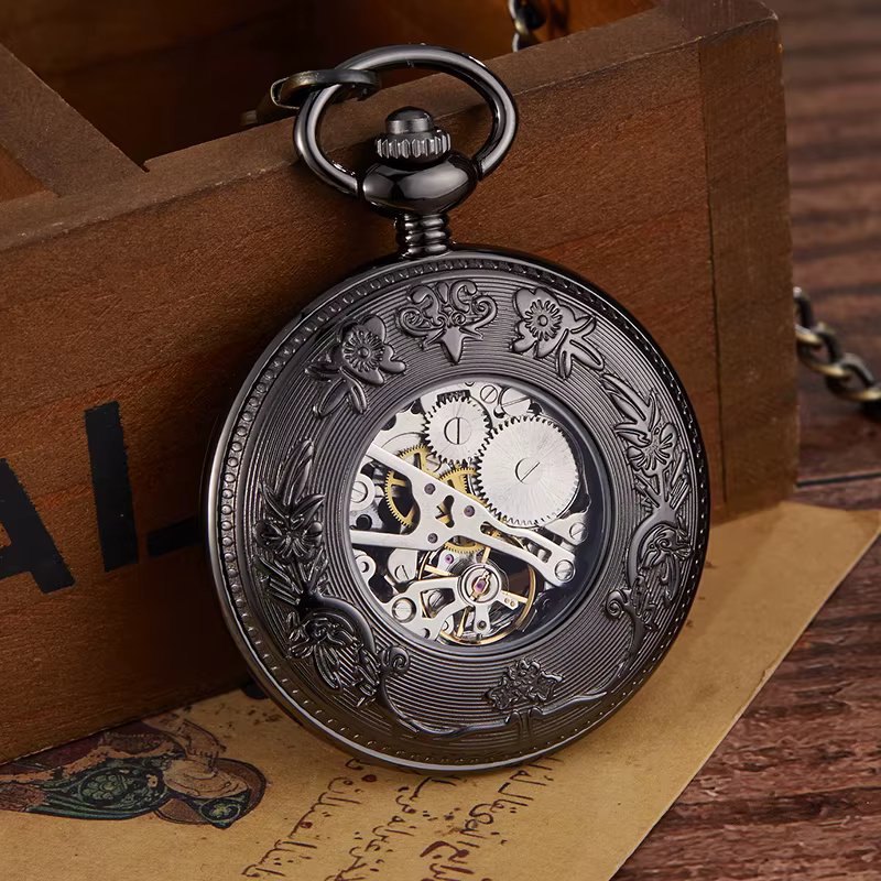 Steampunk – montre de poche mécanique squelette pour hommes et femmes