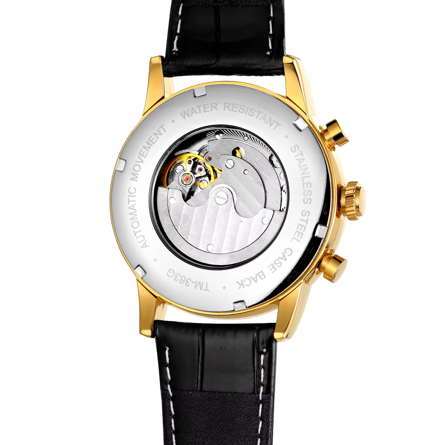 Montre mécanique automatique en cuir pour homme
