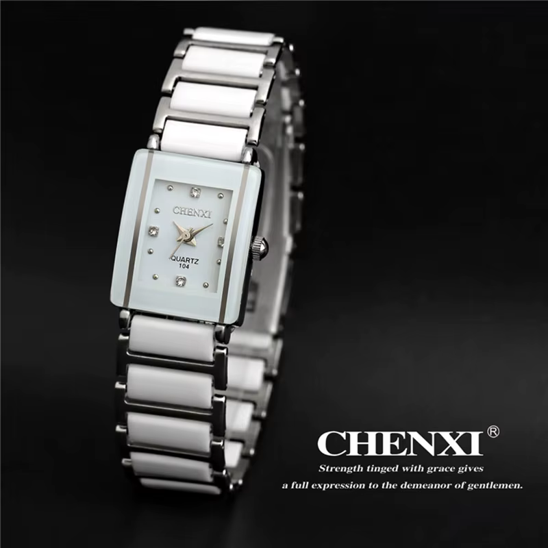 Mode Chenxi marque dame montre élégante céramique noire Simple minimalisme petit étroit Quartz décontracté femme strass montre-bracelet