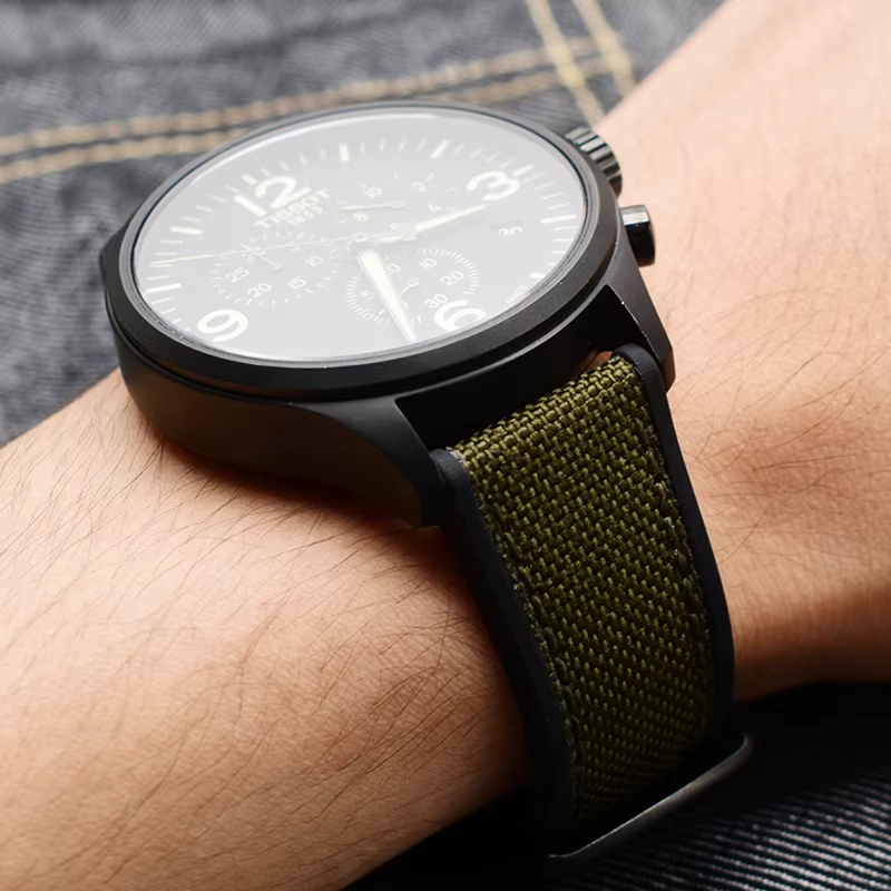 Bracelet de montre à semelle en caoutchouc de silicone en toile pour SeATM