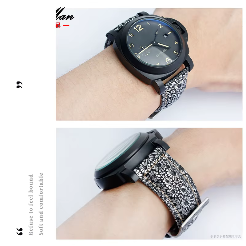 Bracelet de montre en cuir véritable pétale