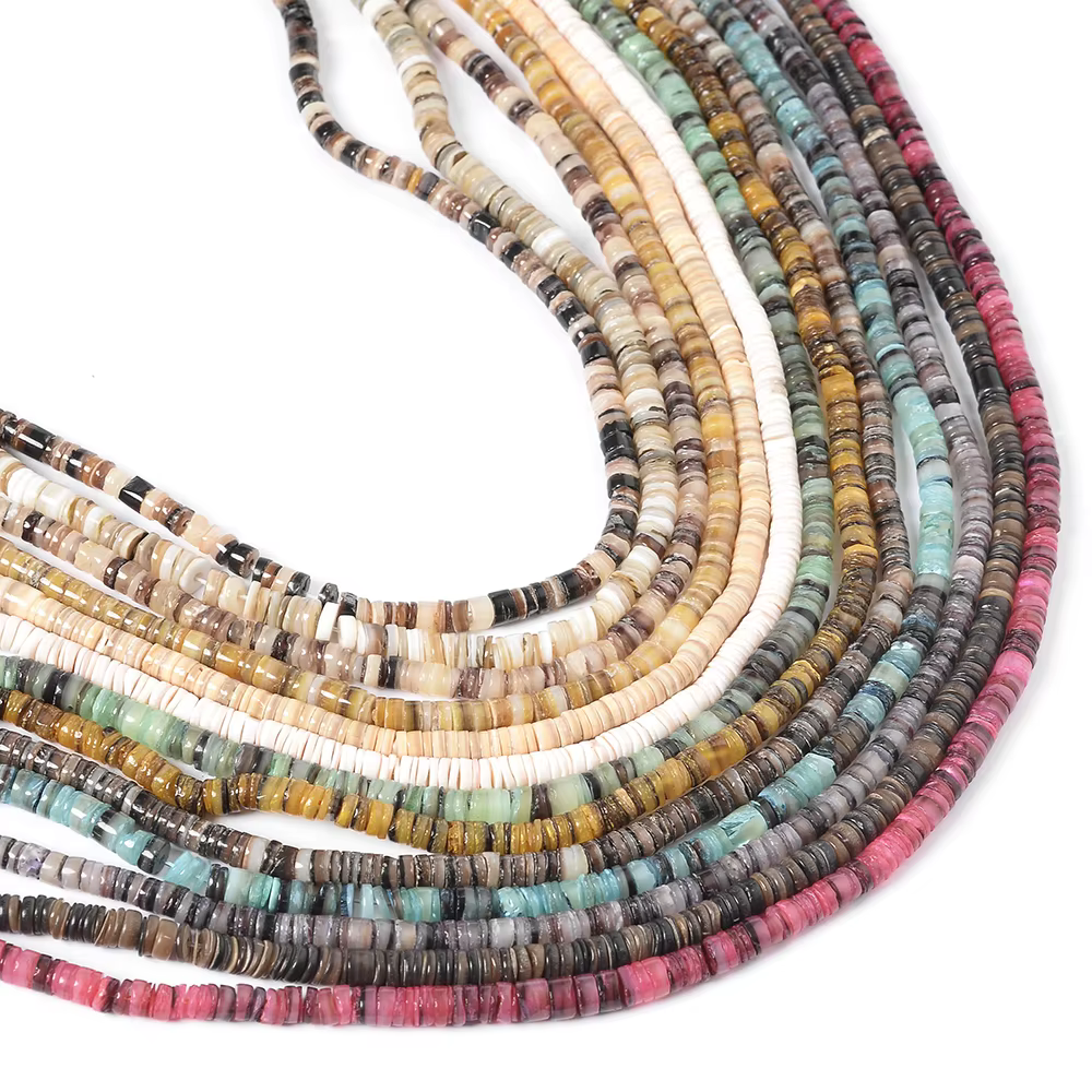 Perles Heishi naturelles pour bijoux, coquille teintée plate, bracelet de direction, boucle d'oreille faite à la main, cadeau de collier, 170-420 pièces/bande