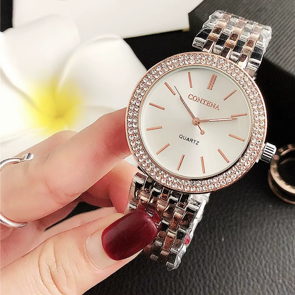 Reloj Mujer nouvelle montre en or pour femmes mode décontracté rond strass Quartz luxe dames montres Relogio Feminino