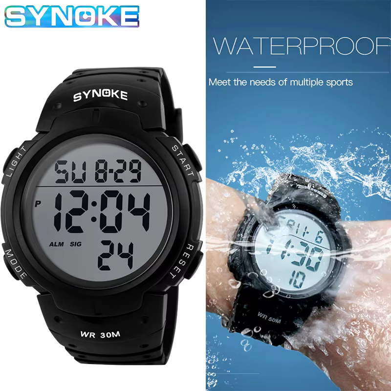 Montre de sport numérique LED étanche pour homme