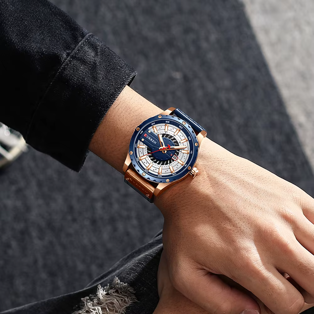 CURREN montres Top marque mode montre-bracelet en cuir montre pour hommes à Quartz décontractée avec boîte nouvelle horloge Chic aiguilles lumineuses