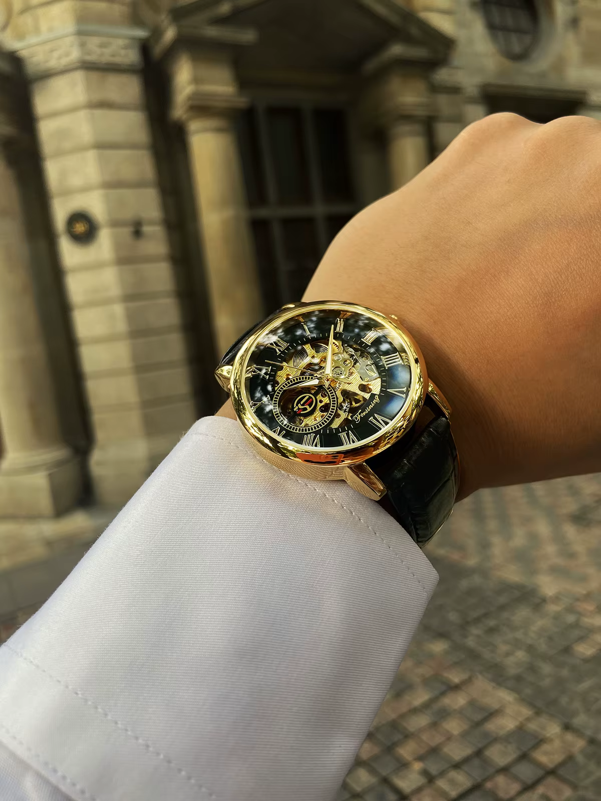 Forsining-Montre mécanique avec logo 3D pour homme