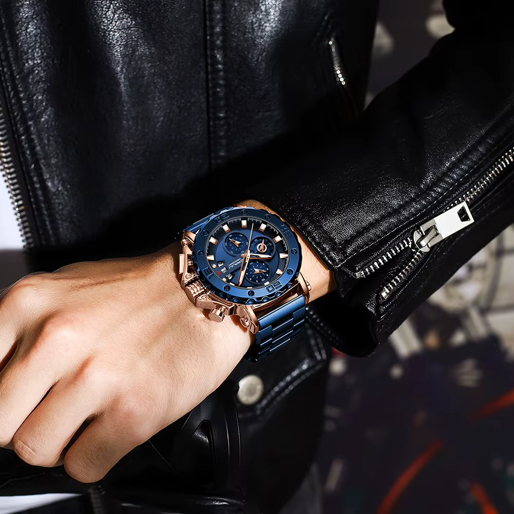 CRRJU montre pour hommes Top marque de luxe grand cadran en acier inoxydable étanche chronographe montres avec Date Relogio Masculino