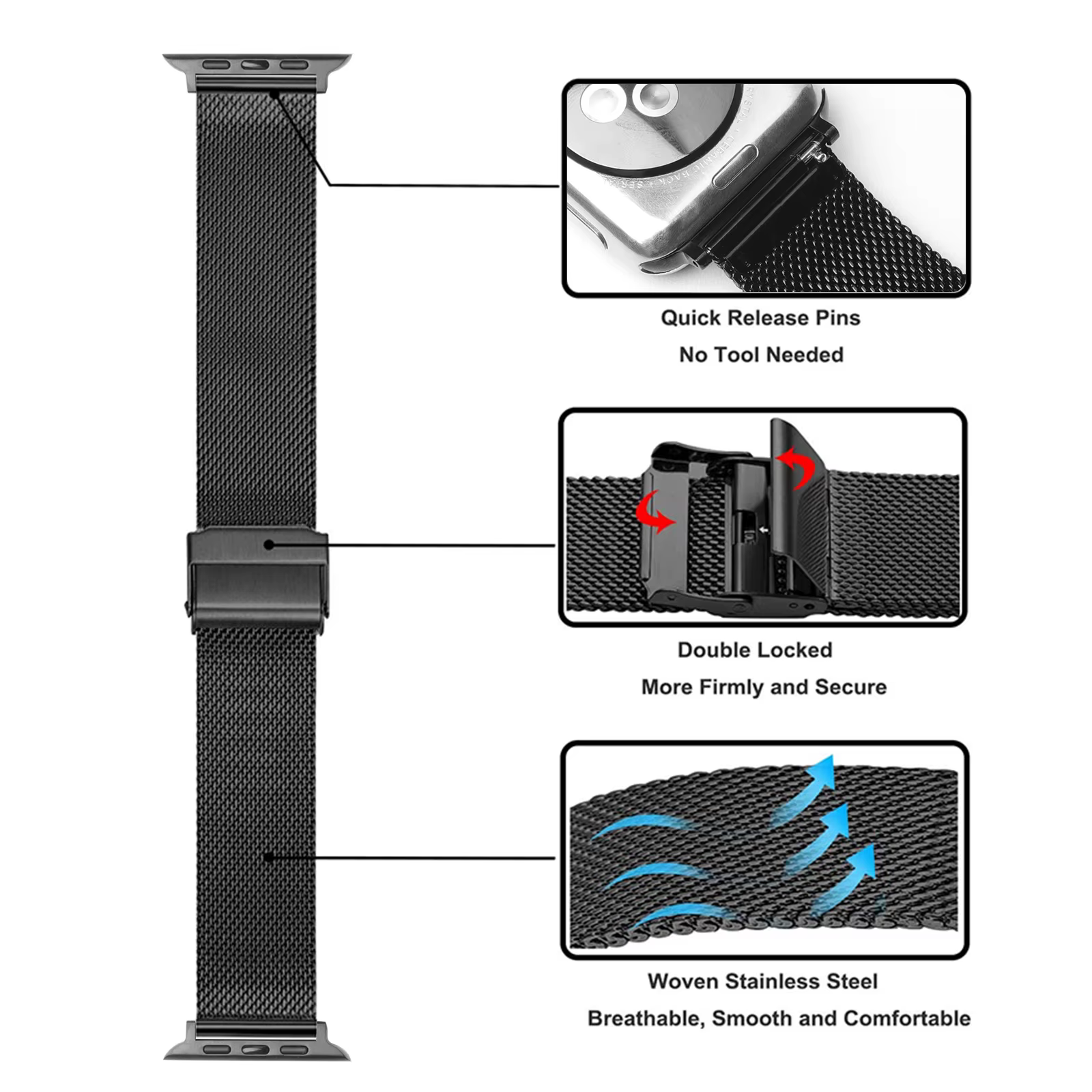 Bracelet milanais pour Apple Watch Ultra 3 2 49mm 44mm 42 46 44 40 41 45 38mm