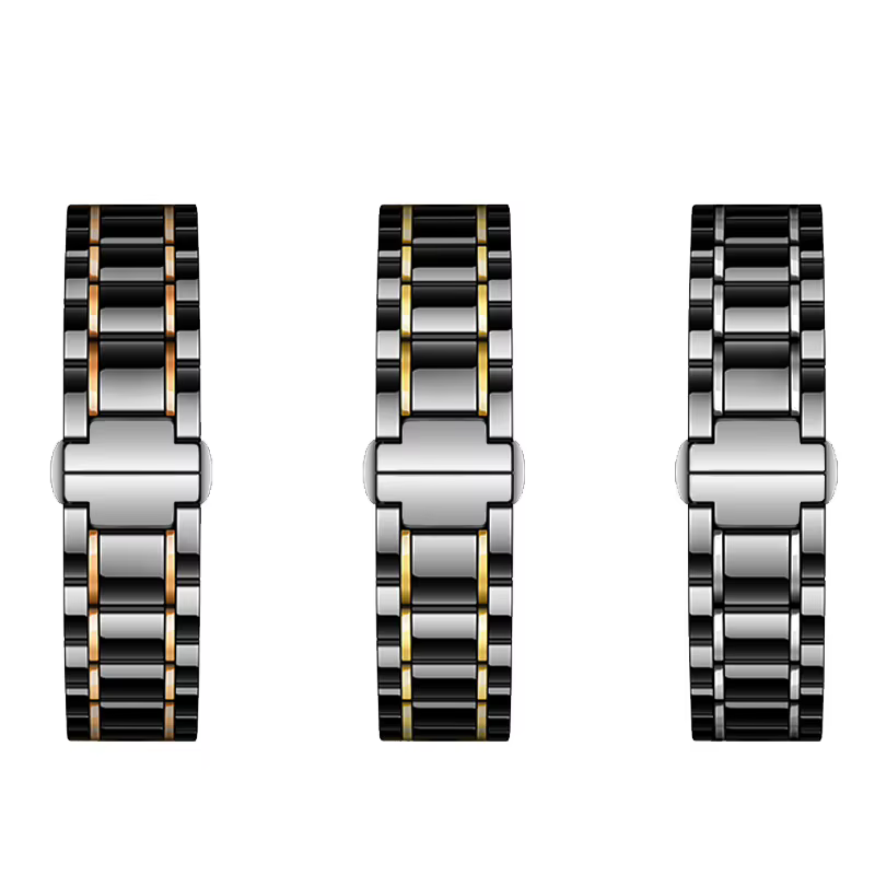 Bracelet de montre de luxe en céramique et acier fin