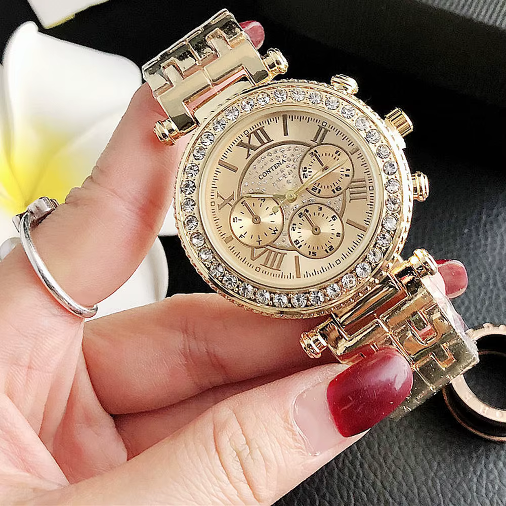 Montre-bracelet à Quartz avec strass pour femmes