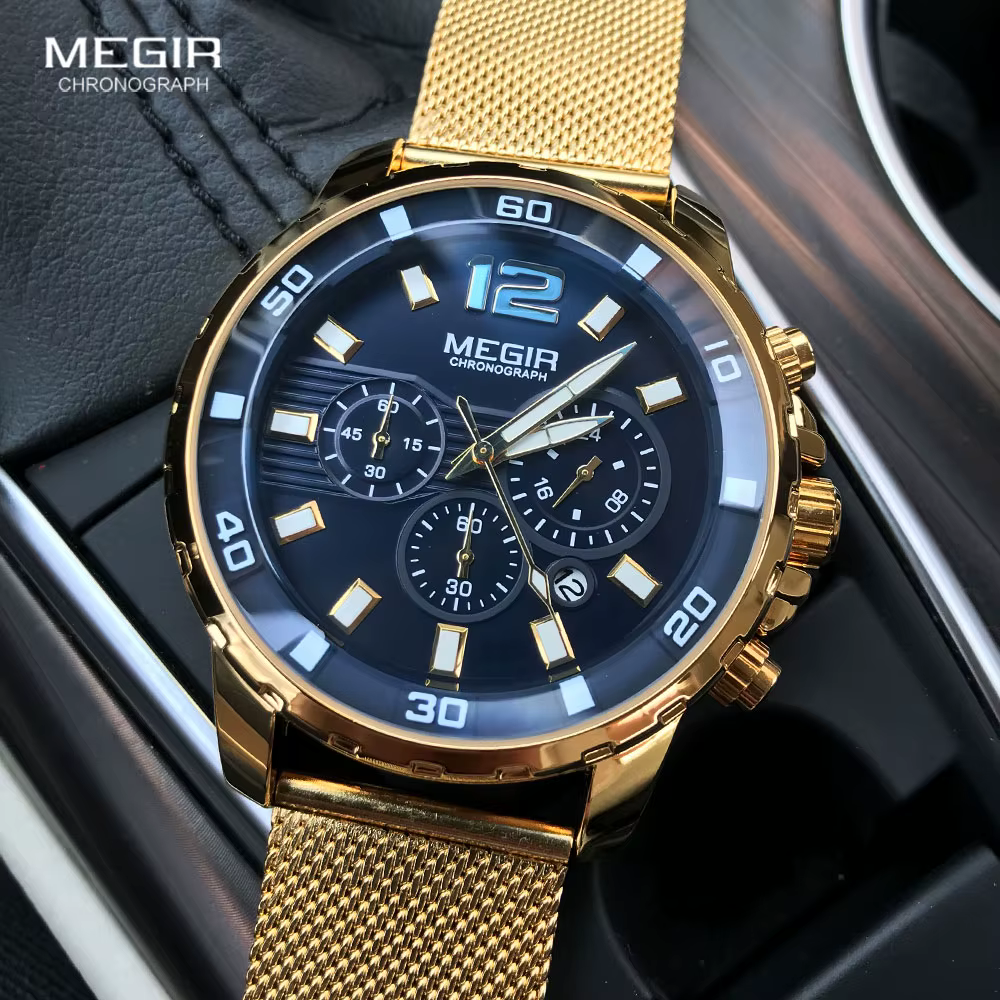 MEGIR chronographe montres à Quartz pour hommes 2020 luxe haut marque militaire Sport étanche montre-bracelet