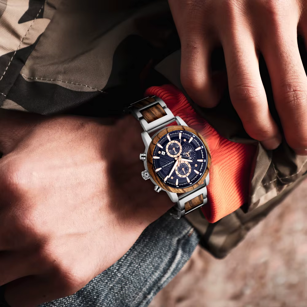 KUNHUANG montres en bois de luxe lumineux multi-fonction