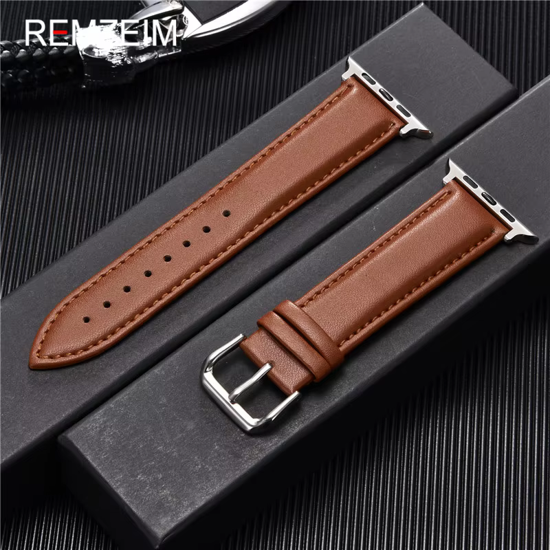 Bracelet de montre en cuir véritable de veau 38mm 40mm 41mm pour iwatch 8 7 6 5 4 3 SE remplacer