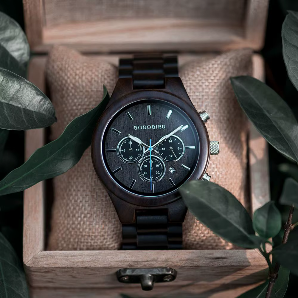 BOBO BIRD-Montre-bracelet chronographe en bois à quartz pour homme