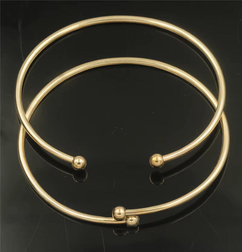 Bracelet jonc flexible en or rempli 14K de 7 pouces avec billes filetées de 2,3 mm, bijoux faits à la main, breloques bohèmes, composants de bijoux DIY