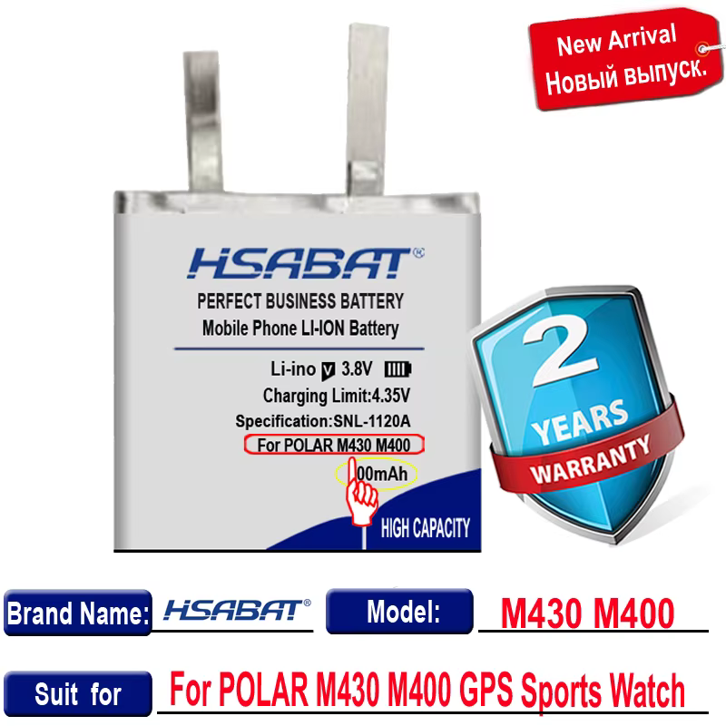 Batterie 100% mAh pour montre de sport POLAR Mturquoise M400