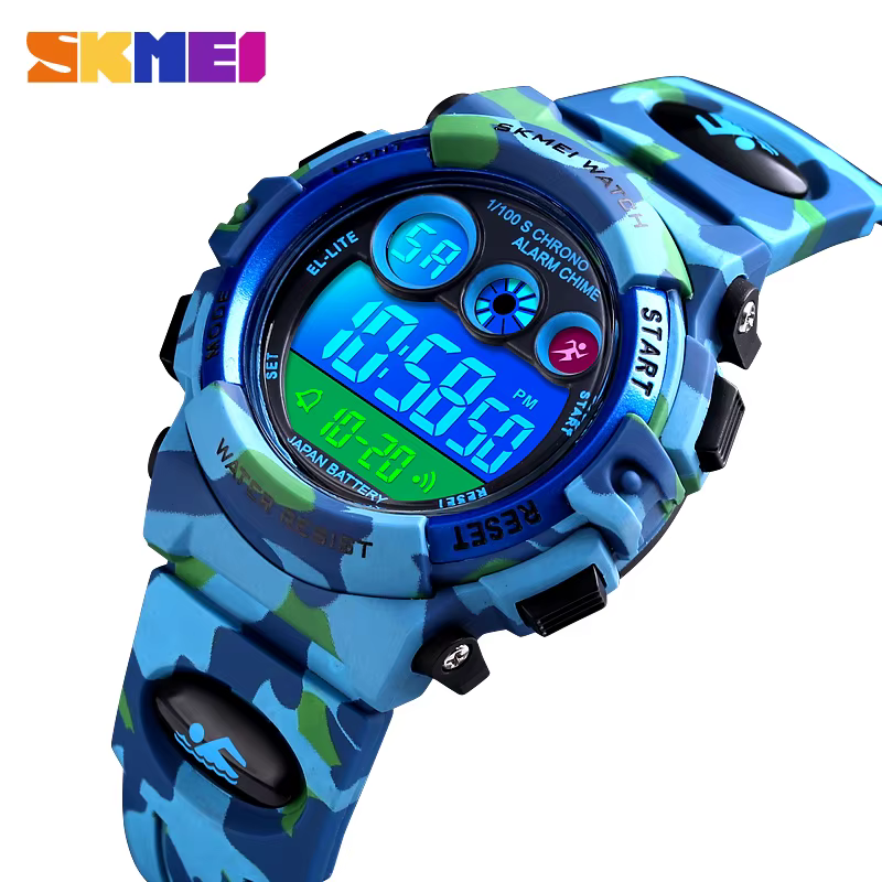 SKMEI enfants LED montre numérique électronique chronomètre horloge 2 temps