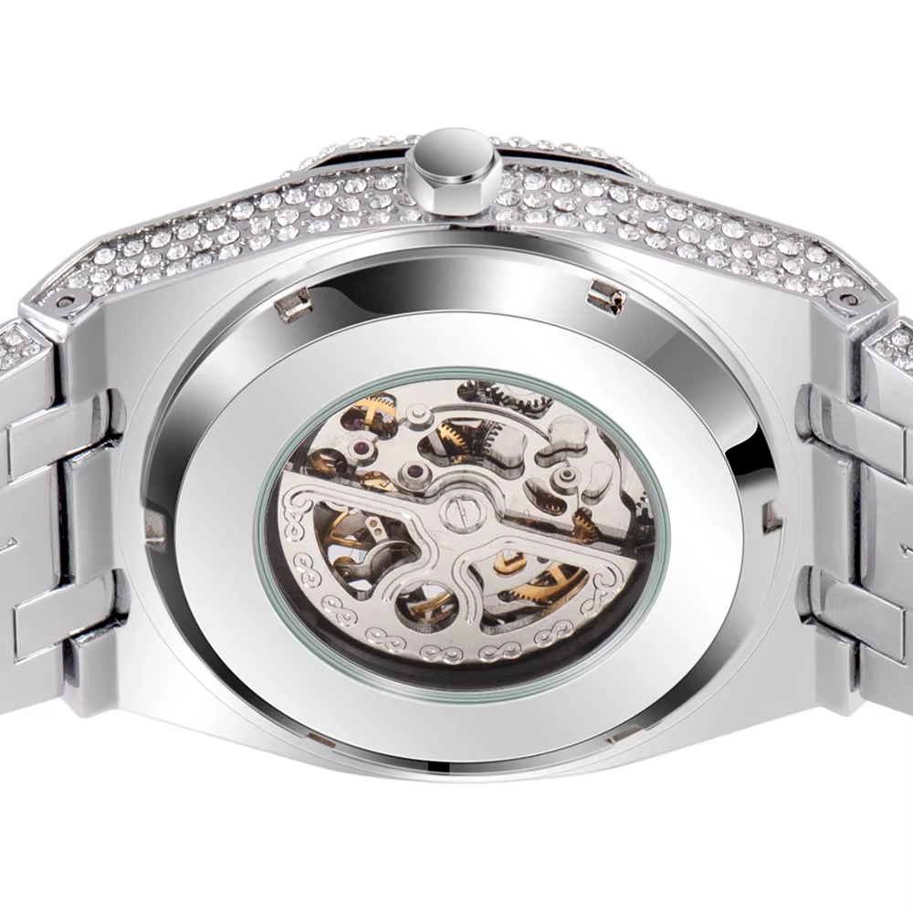 Uwin-Montre mécanique étanche en acier inoxydable pour homme