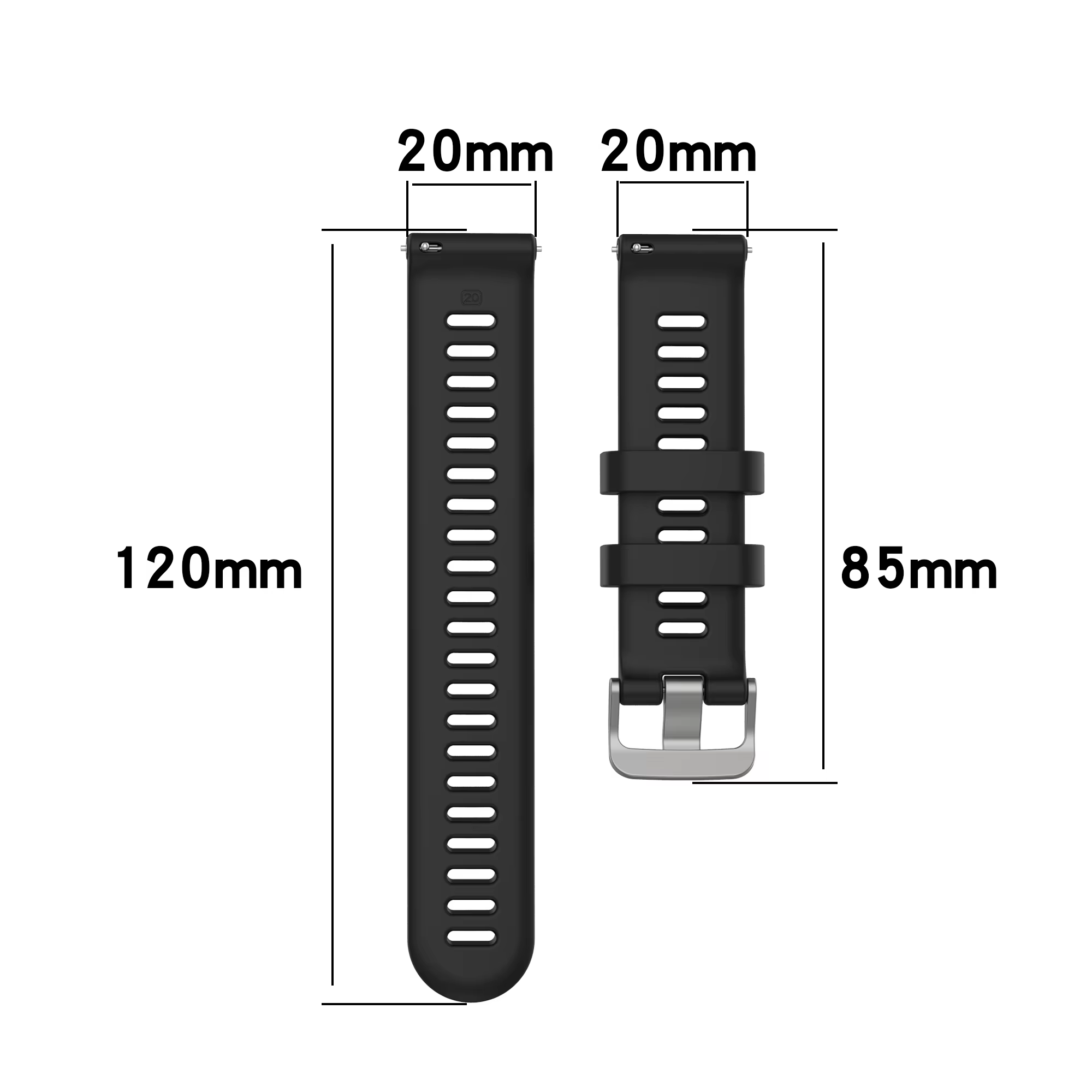 Bracelet de montre en silicone avec bouton officiel, bracelet de sport, Garmin 245, Forerunner 245M, 645, Vivoactive 3, Venu, Venu SQ