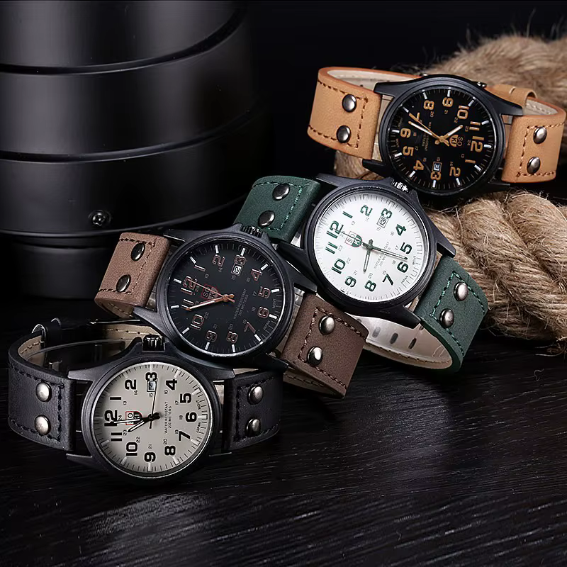 SOKI hommes montre-bracelet décontractée Quartz bracelet en cuir montres Masculino Relogio mode mâle calendrier horloge extérieur Reloj Hombre