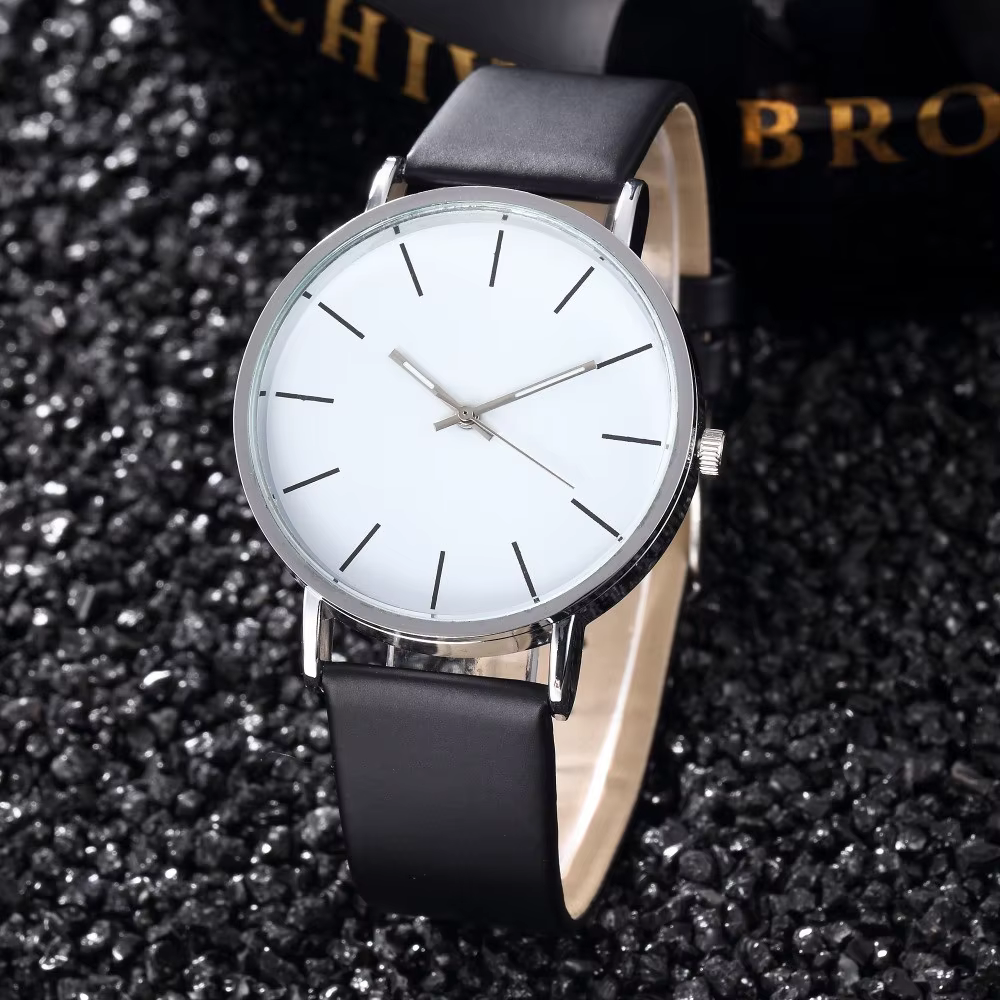 Relogio Masculino – montre-bracelet à Quartz en cuir pour hommes