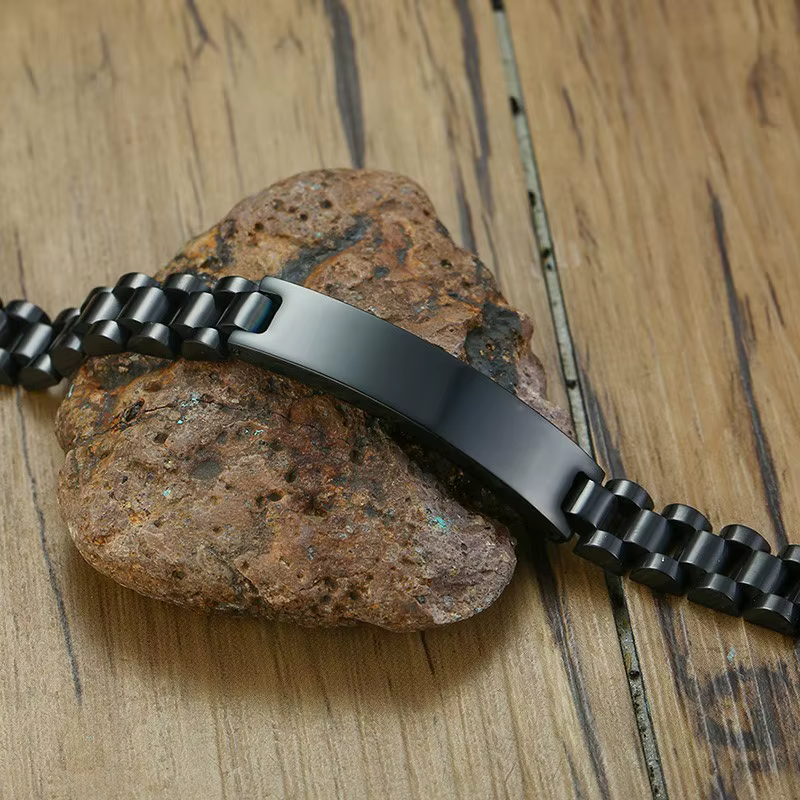 Vnox minimaliste étiquette d'identification Bracelets pour hommes haute poli en acier inoxydable chaîne vierge bracelet mâle Gentleman cadeau d'affaires