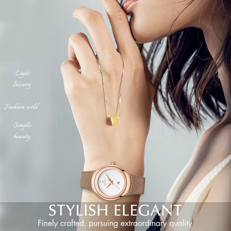 NAVIFORCE – montre-bracelet à Quartz en acier inoxydable pour femme et fille