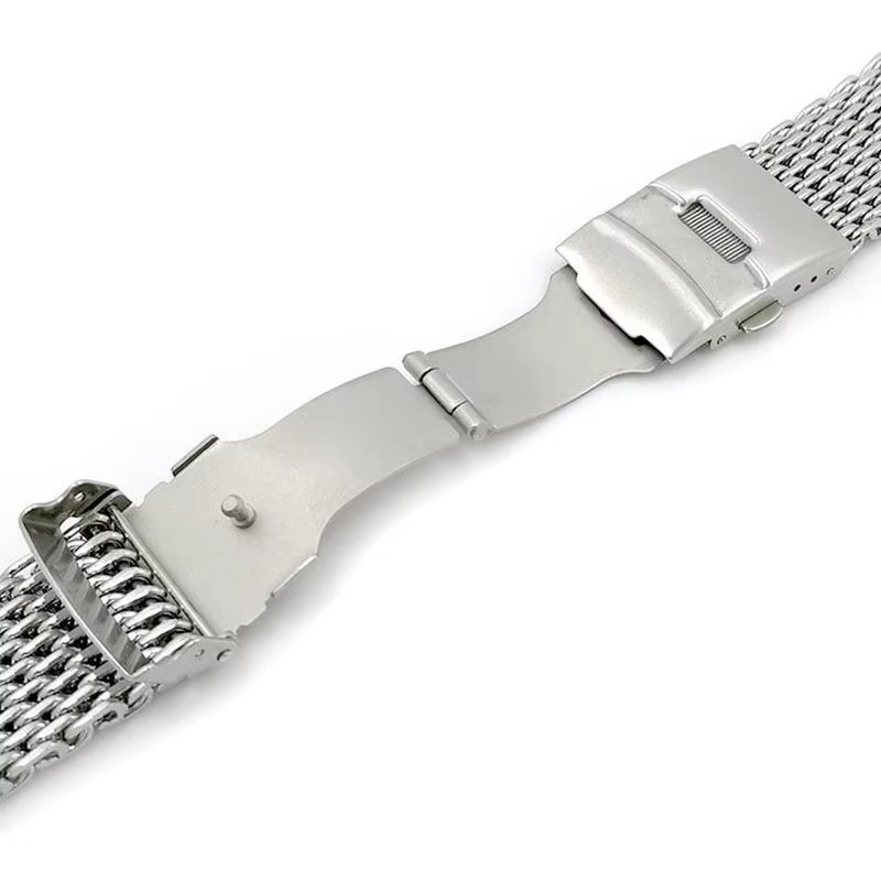 Argent 18mm/20mm/22mm/24mm acier milanais requin maille Bracelet de montre