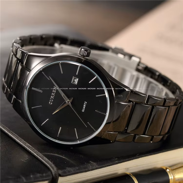 Curren hommes montres haut de gamme de luxe homme montre entièrement en acier affichage Date mode Quartz-Montre affaires