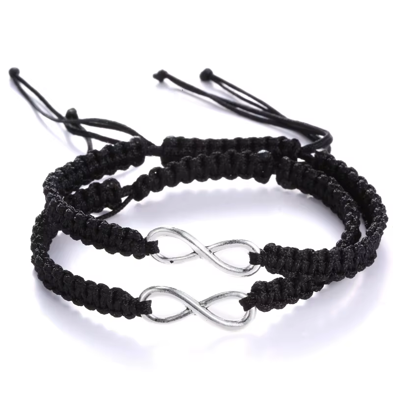 2 pièces nouveau rétro infini fait à la main Bracelet ensemble amitié Bracelet ensemble amour Couples Bracelets & Bracelets ensemble Infinity bijoux