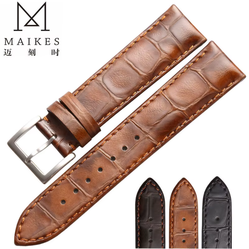 MAIKES haute qualité bracelet de montre en cuir véritable hommes et femmes 18mm 20mm 22mm