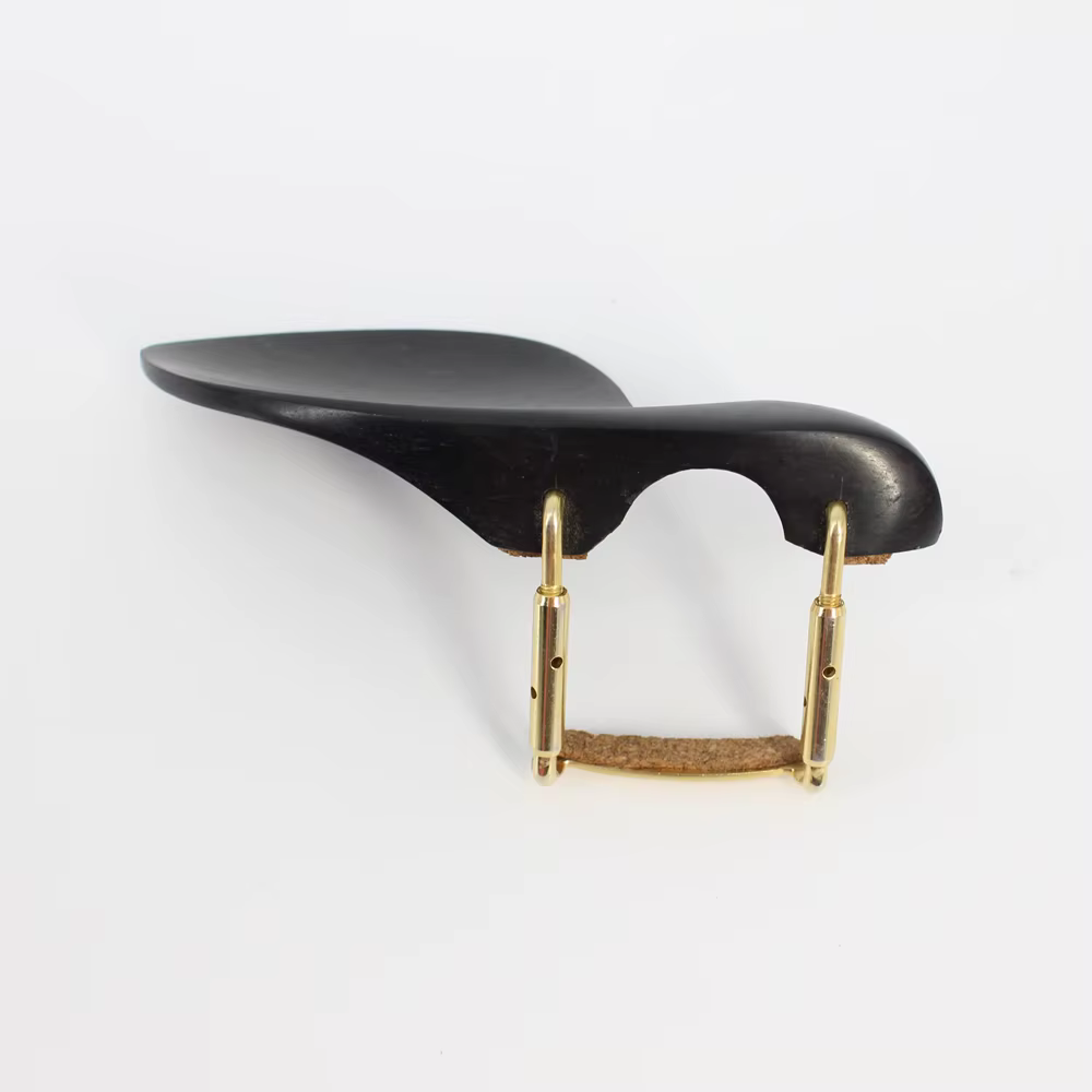 Accessoires de violon en ébène avec vis dorées, mentonnière pleine grandeur