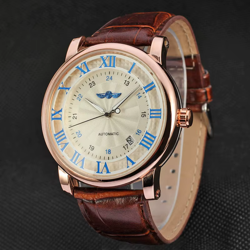 Relogio Relojes 2025 nouvelle mode montres en or Rose jour Date automatique auto vent bracelet en cuir