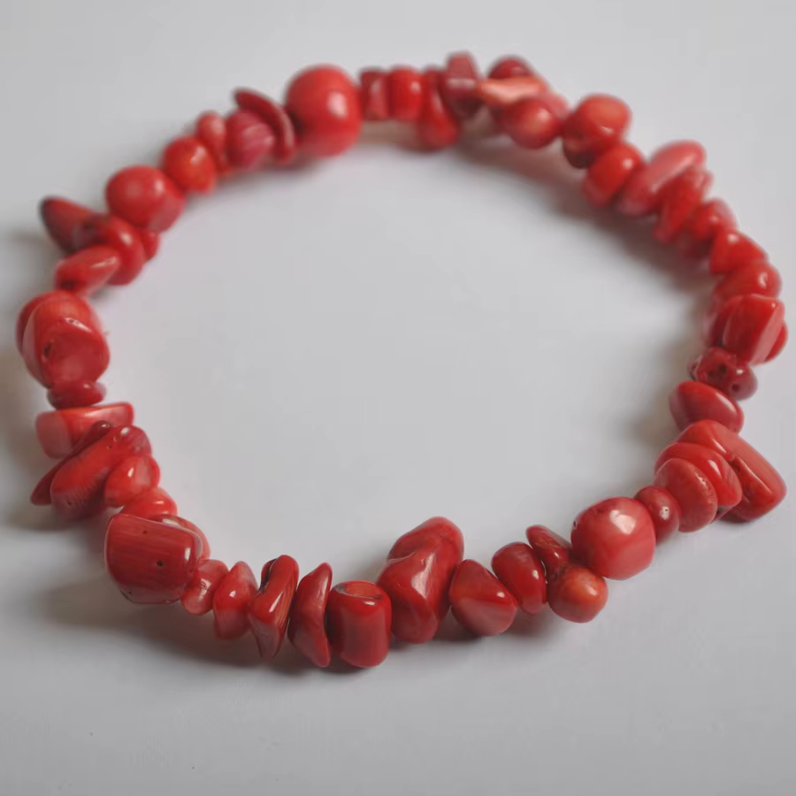 Bracelet extensible en corail de mer rouge, perles porte-bonheur, bijoux de 8 pouces, G667