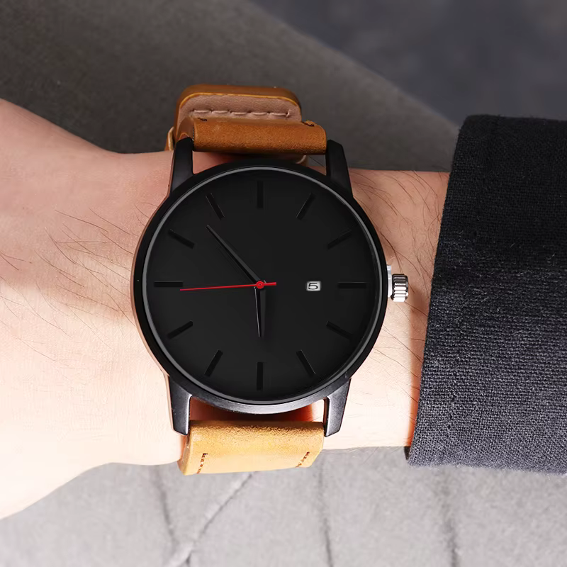 Erkek kol saati – montre de Sport en cuir pour hommes, calendrier, mode