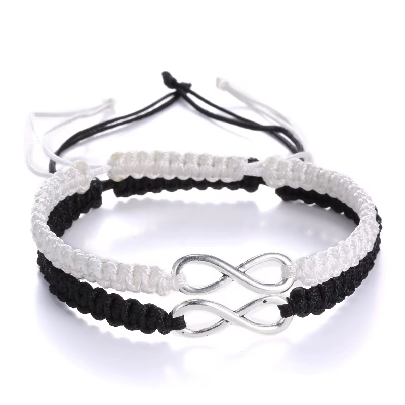 2 pièces nouveau rétro infini fait à la main Bracelet ensemble amitié Bracelet ensemble amour Couples Bracelets & Bracelets ensemble Infinity bijoux