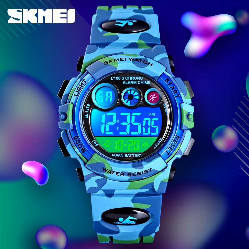 SKMEI enfants LED montre numérique électronique chronomètre horloge 2 temps
