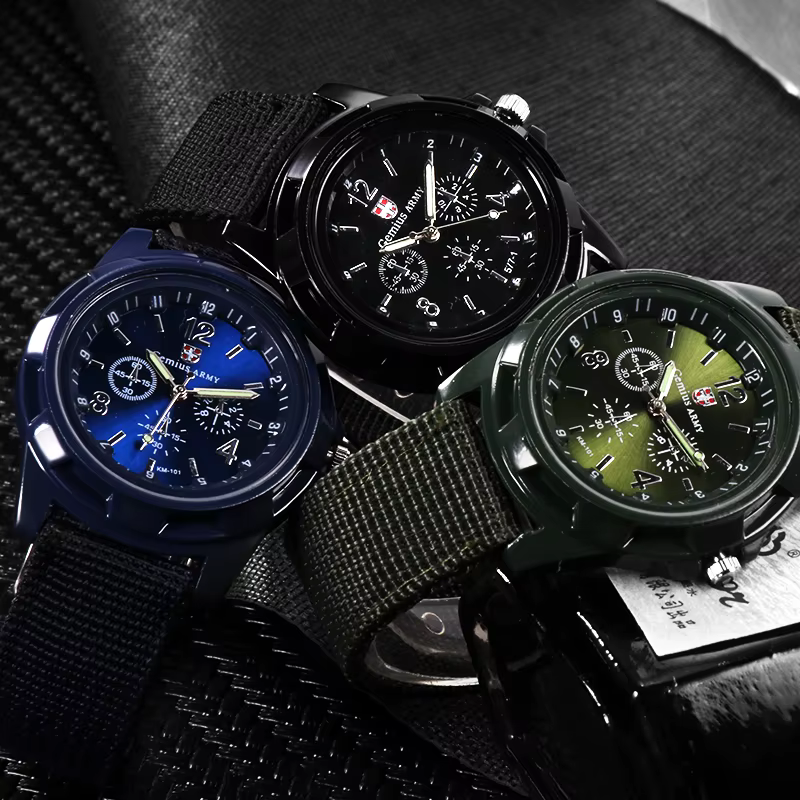 Montre de sport pour hommes Quartz Nylon Gemius armée montres porte militaire