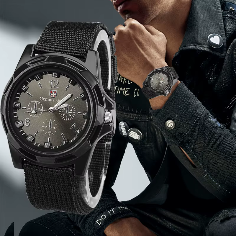 Montre de sport pour hommes Quartz Nylon Gemius armée montres porte militaire